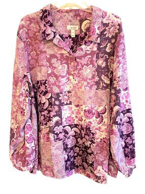 Denim & Co. Printed Top with Curved Hem 3X